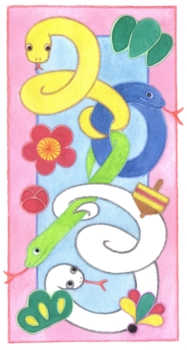 2013年巳年年賀状用イラスト素材(2013縦長)