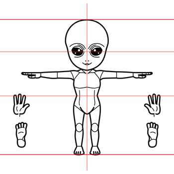 グレイ型宇宙人三面図完成1