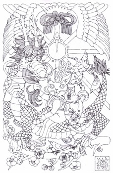 年賀イラスト猫と龍