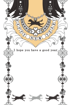 2014年午年完成年賀状テンプレート(シルバーアクセサリー)HAPPYNEWYEAR!