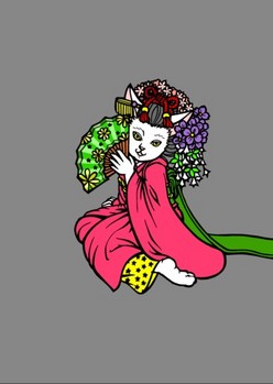0080京都の舞妓猫e扇子に陰影