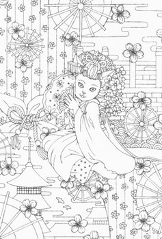0080京都の舞妓猫a 最初の線画