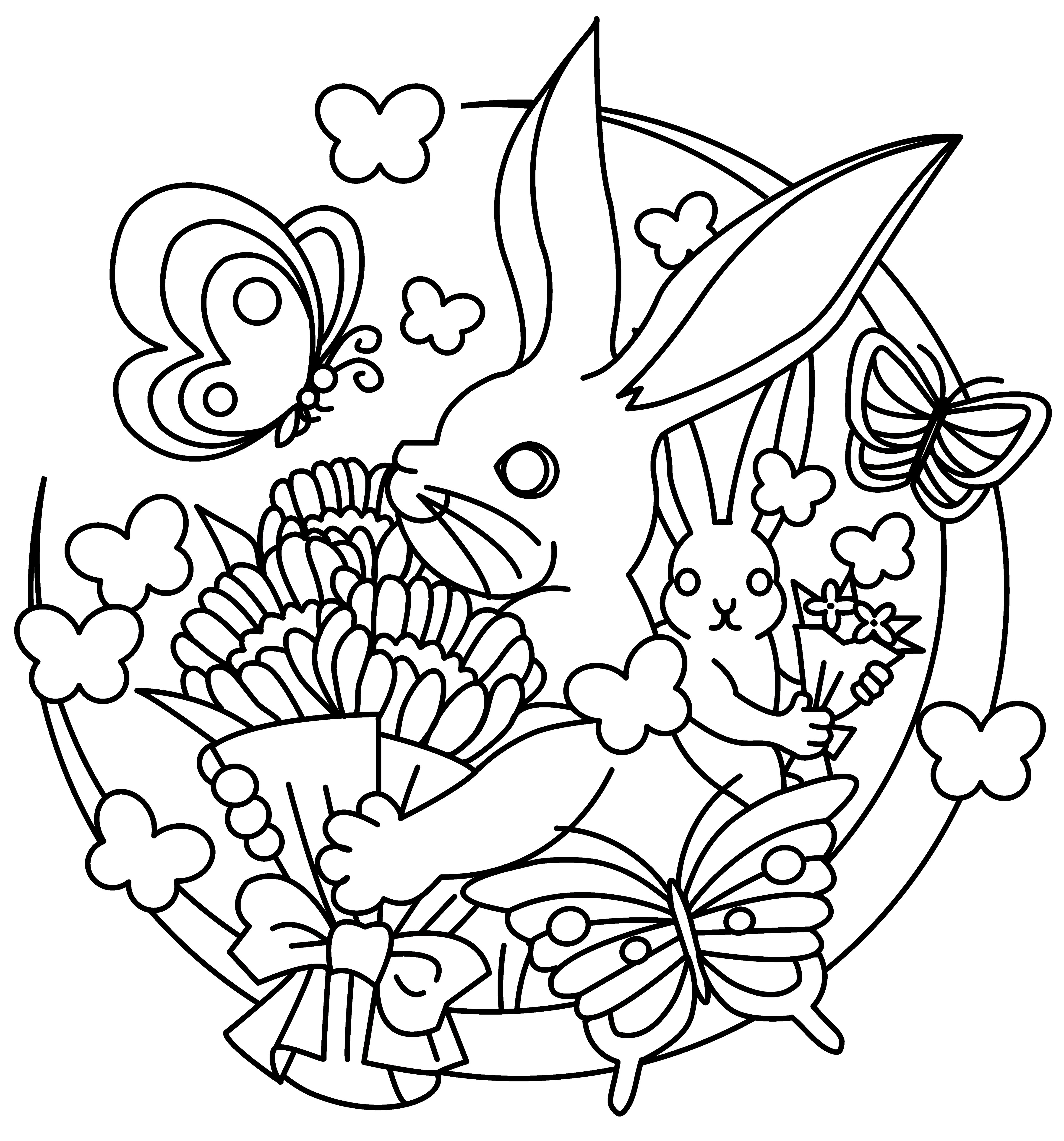 花束 イラスト 白黒 簡単 – homu interia 虫に捕まった猫: 無料塗り絵用線画イラスト(オリジナル&二次創作)