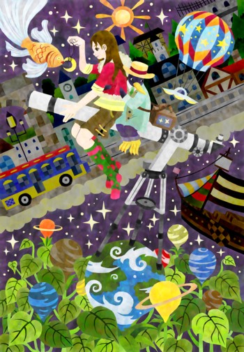 0058天体望遠鏡で金魚にエサやりd