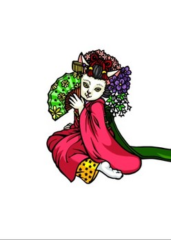 0080京都の舞妓猫f影1段階