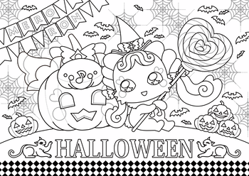 メロロン&プリルンかぼちゃ(キミとアイドルプリキュア♪)ぬりえ線画投稿用