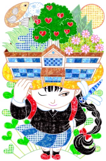 0062ビオトープ8線画とクレヨン合成