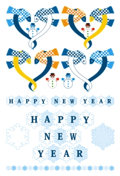 2013年巳年年賀状用イラスト素材(雪とHAPPYNEWYEAR)色々セット