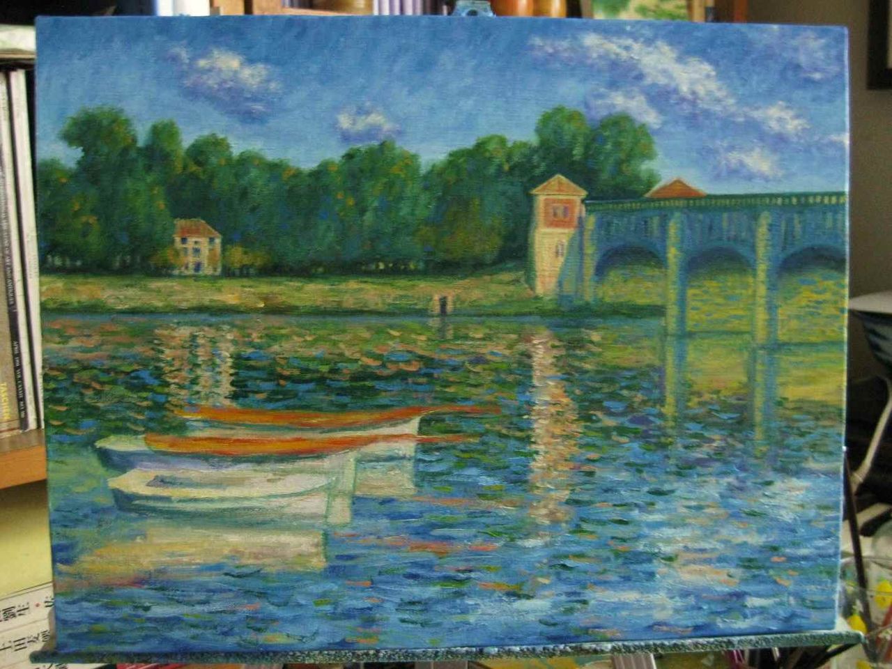 クロード・モネ作 「アルジャントゥイユの橋」 本番の方 建物の描き方