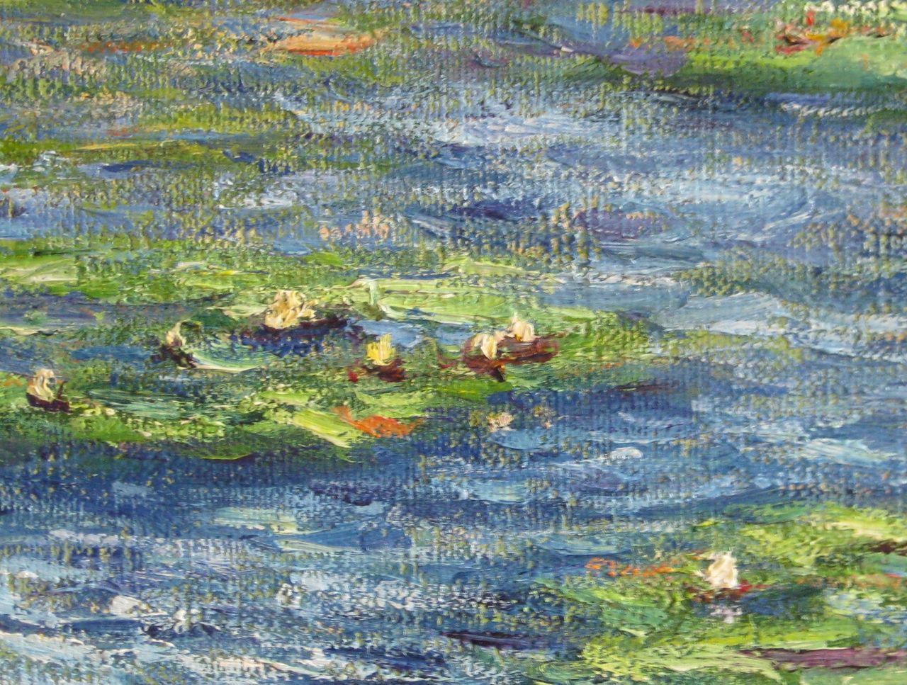 睡蓮の加筆つづき 花を描く F4サイズ 印象派画家の勘違い New