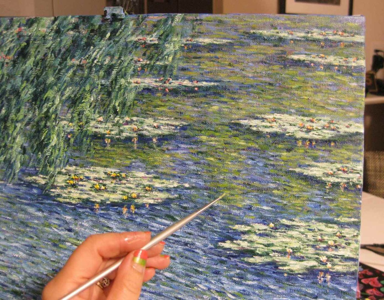 印象派 油彩画 睡蓮 約70cm x 50cm 印象派 油彩画 睡蓮 約70cm x 50cm 印象派 油彩画 睡蓮 約70cm x