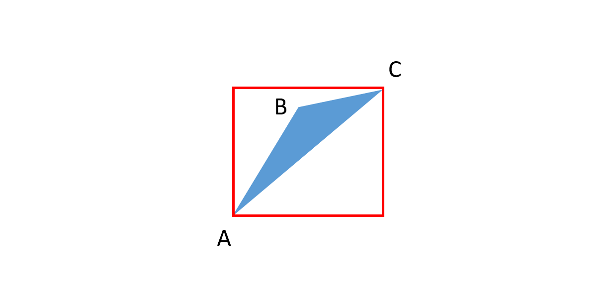 正方形の中にある三角形の面積の平均の求め方 長方形の対角線を底辺