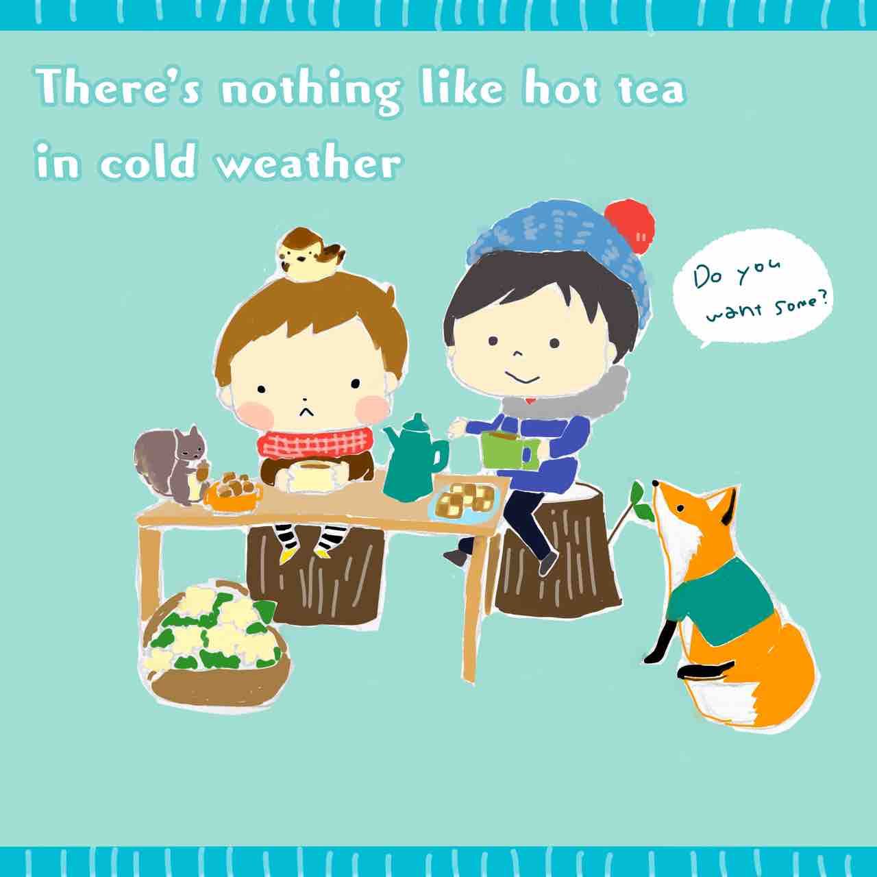 冬のイラスト むっちゃんりっくん育児日記