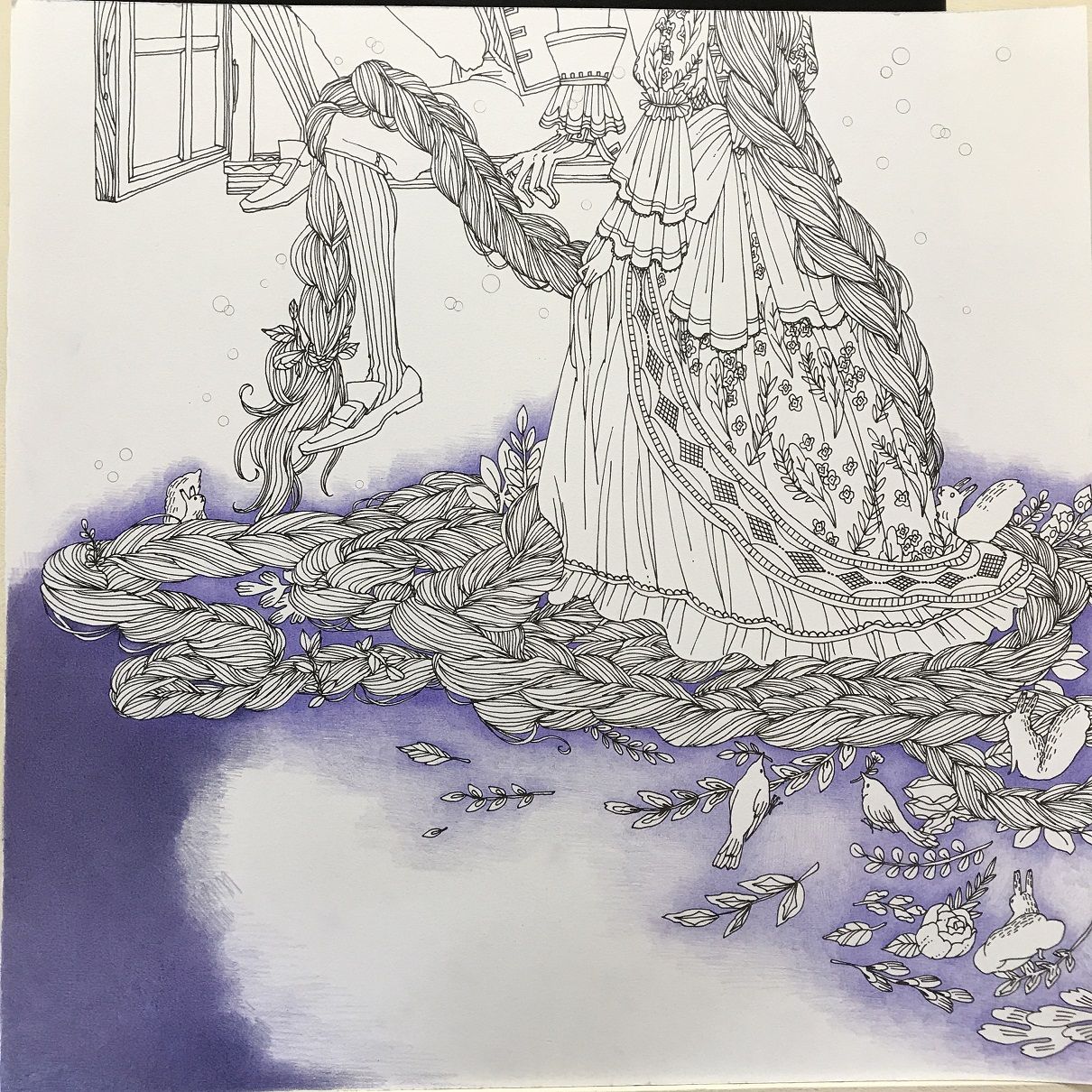 ラプンツェル グリム童話ぬりえブック 塗り絵と色鉛筆