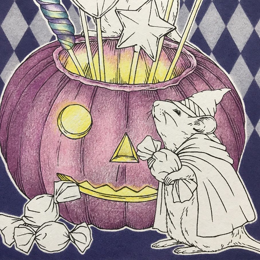 ハロウィンキャンディー①（心ときめく四季のワルツ） | 塗り絵と色鉛筆♪