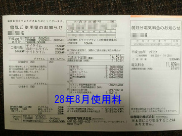 アイスマート28年8月使用料