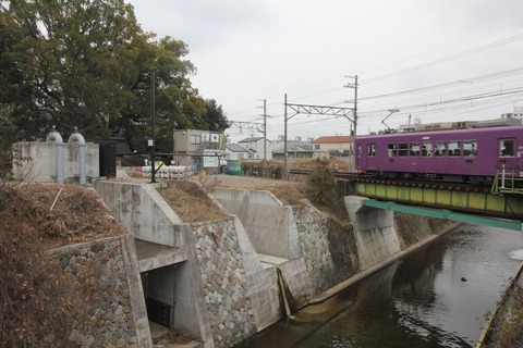 猿田彦神社の社叢と天神川