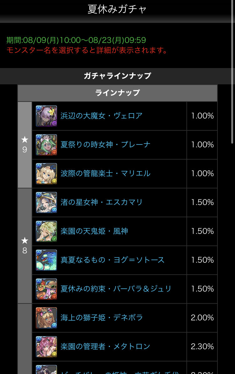 パズドラ速報 夏休みガチャ21の的中率が判明 公式 2chゲームまとめアンテナ パズドラ速報 夏休みガチャ21の的中率が判明 公式 2chゲームまとめアンテナ