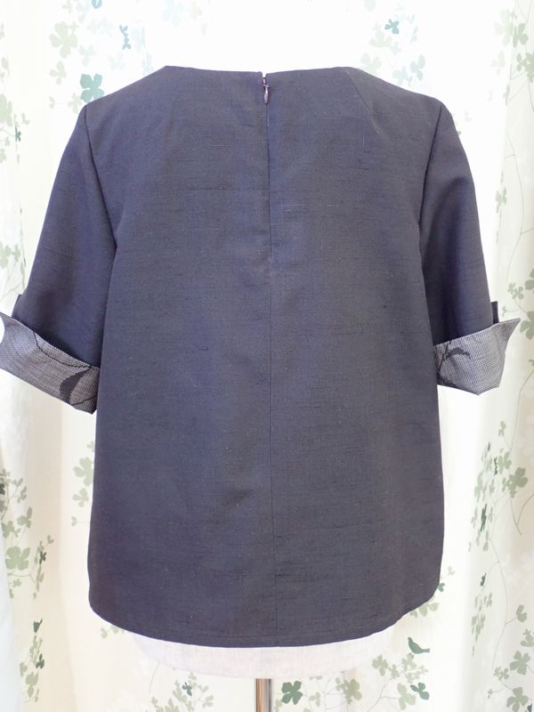 No.799 着物リメイク　大島紬のブラウスとパンツ