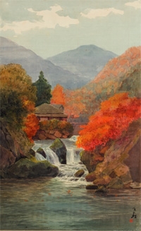 丸山晩霞　水彩画 約30cm x 40cm 木製フレーム 丸山晩霞水彩画 約30cm x 40cm 木製フレーム