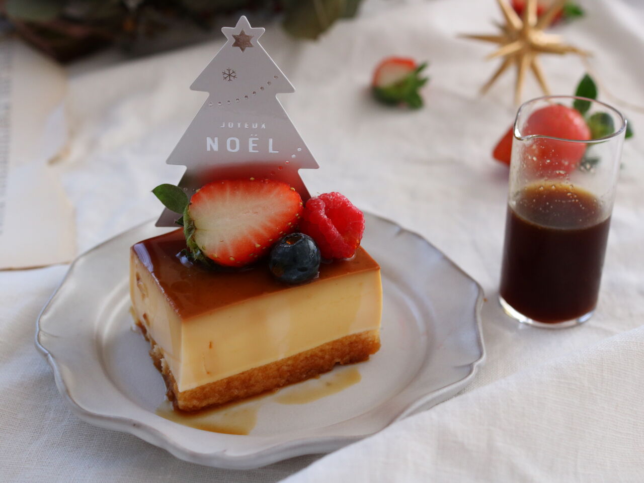 クリスマススクエアプリンケーキ レシピあり イロトリドリ