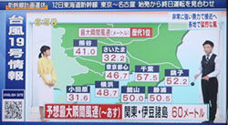 2019年台風19号予想最大瞬間風速