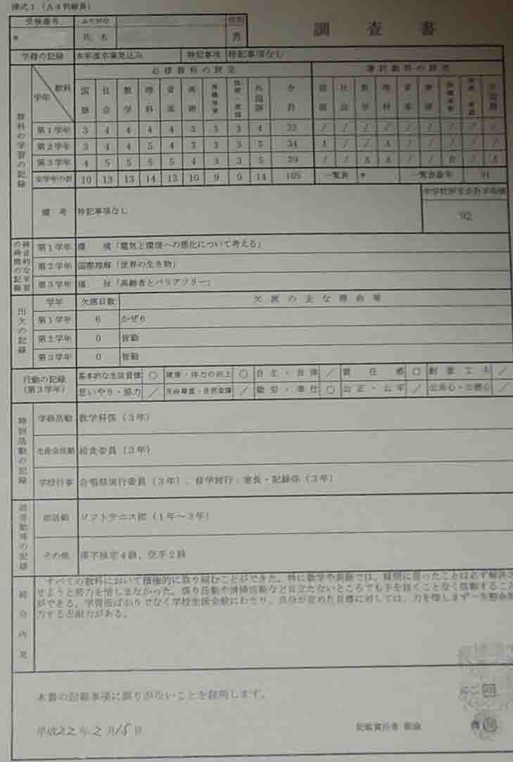 高校受験 内申書転記ミス事件 そして 大学受験 セ試 踊人走人滑人blog