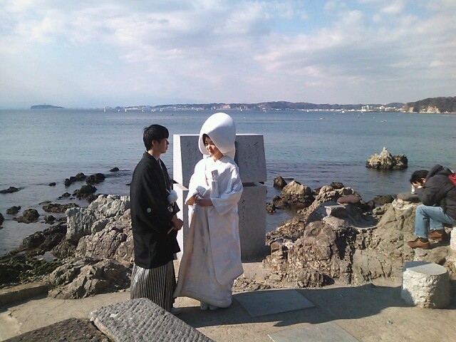 神奈川県 森戸神社 結婚式 白無垢 綿帽子 なでしこスタイルの結婚式白無垢着付けとブライダルヘアメイク 神社結婚式 レストランウエディング出張着付けとヘアメイク