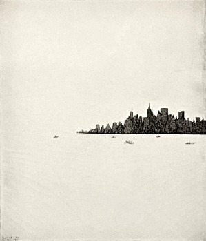 富岡惣一郎「題不詳（マンハッタン遠景）」制作年不詳