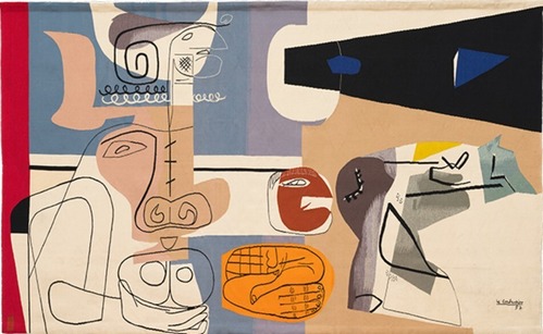 タペストリー「奇妙な鳥と牡牛」1957　