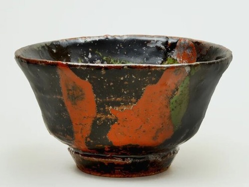河井寬次郎「黒釉三色打薬碗」昭和30〜40年(1955〜65)頃
