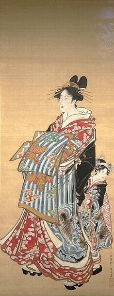歌川豊春「遊女と禿図」寛政(1789~1801)登竜門