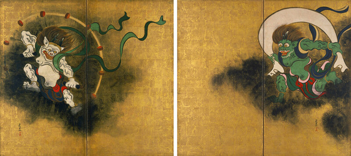 風神雷神図屛風　尾形光琳筆　江戸時代・18世紀