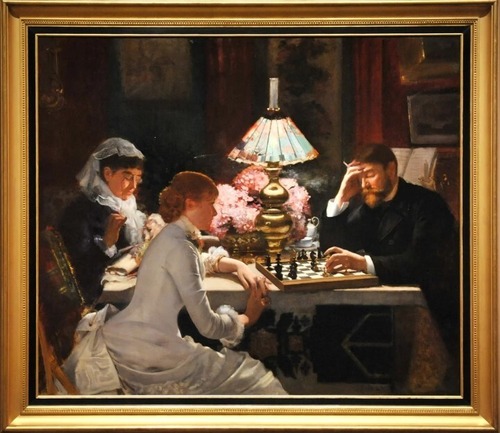 エルネスト・デュエズ《ランプを囲んで》1882年