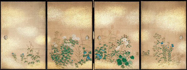 本丸御殿　御常御殿障壁画、中島来章筆《四季草花図》