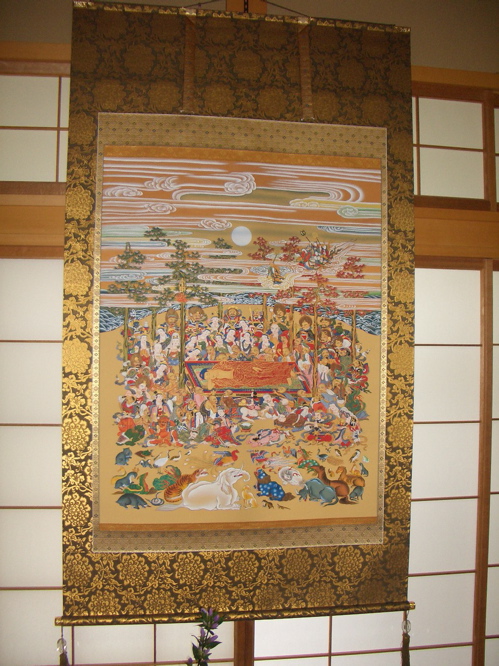 麻績村の法善寺で絵解き「釈迦涅槃図」 : 小林玲子の善光寺表参道日記