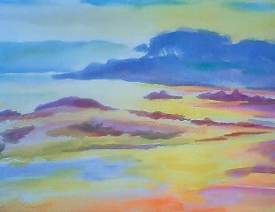 水彩画家・長尾周二・作品写真・ブルターニュ朝の風景