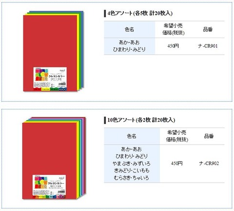 クレヨンカラーアソートラインナップ