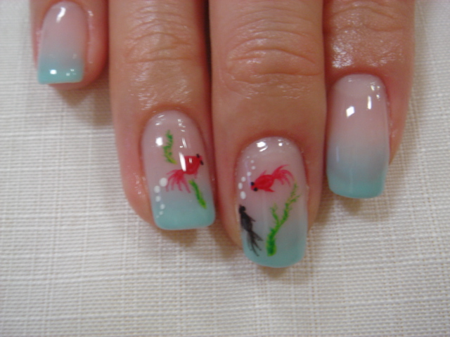 今週の金魚２ ネイルアート日記 Calgel Art