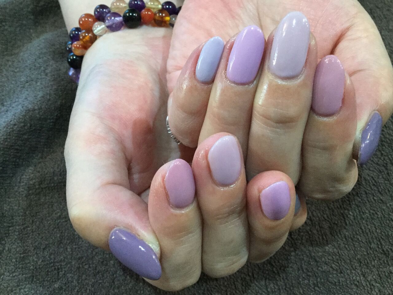 くすみパープル系カラー５色の色変えワンカラーネイル Nail Salon Freestyle