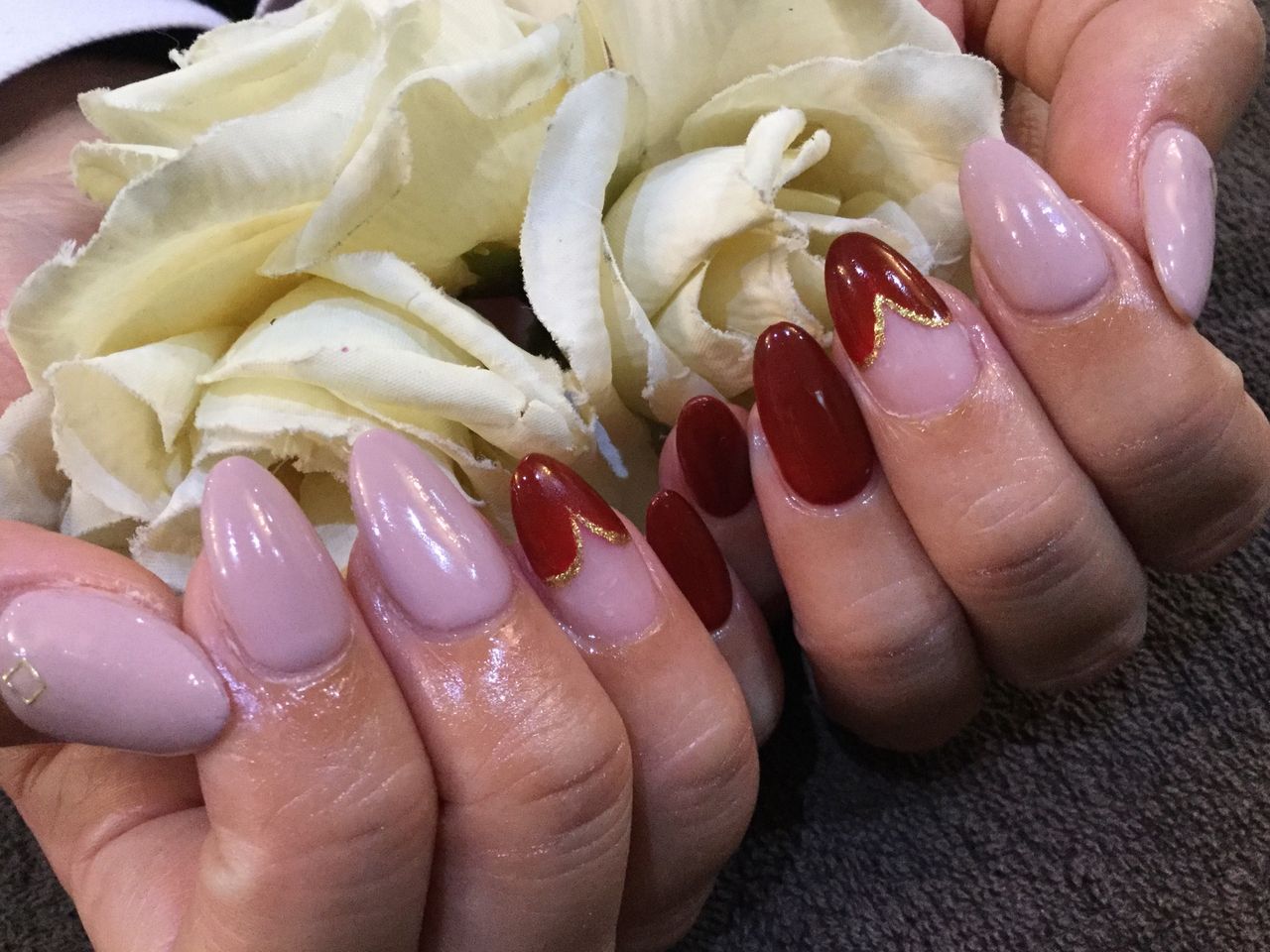 ボルドー ピンクグレージュ色変えネイル Nail Salon Freestyle