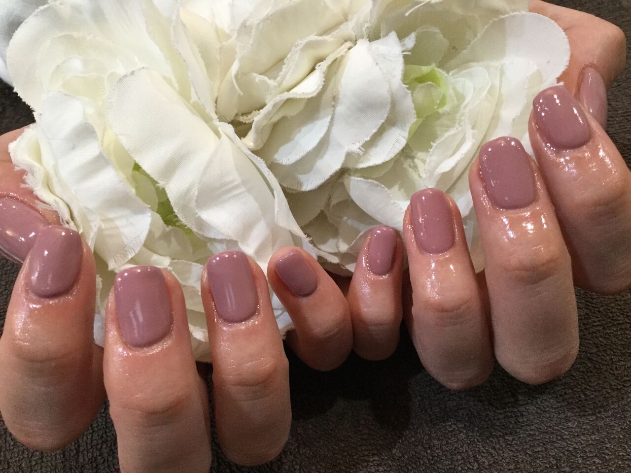 くすみ系ピンクのワンカラーネイル Nail Salon Freestyle