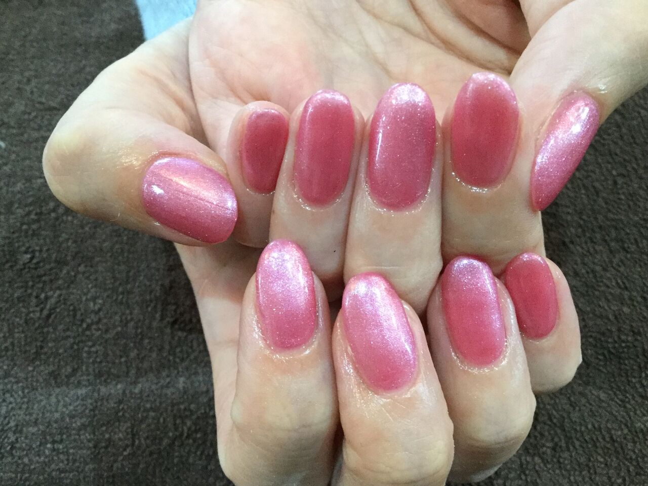 キラキラピンク ベネットのワンカラーネイル 彡 Nail Salon Freestyle