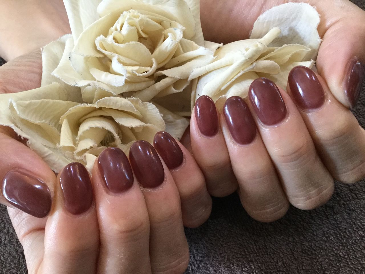 チュールココアが大人っぽい 1色塗り ジェルネイル Nail Salon Freestyle