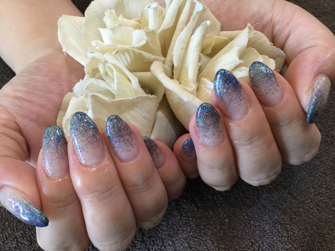キラキラブルー いたずらチェシャ猫のグラデーション ジェルネイル Nail Salon Freestyle