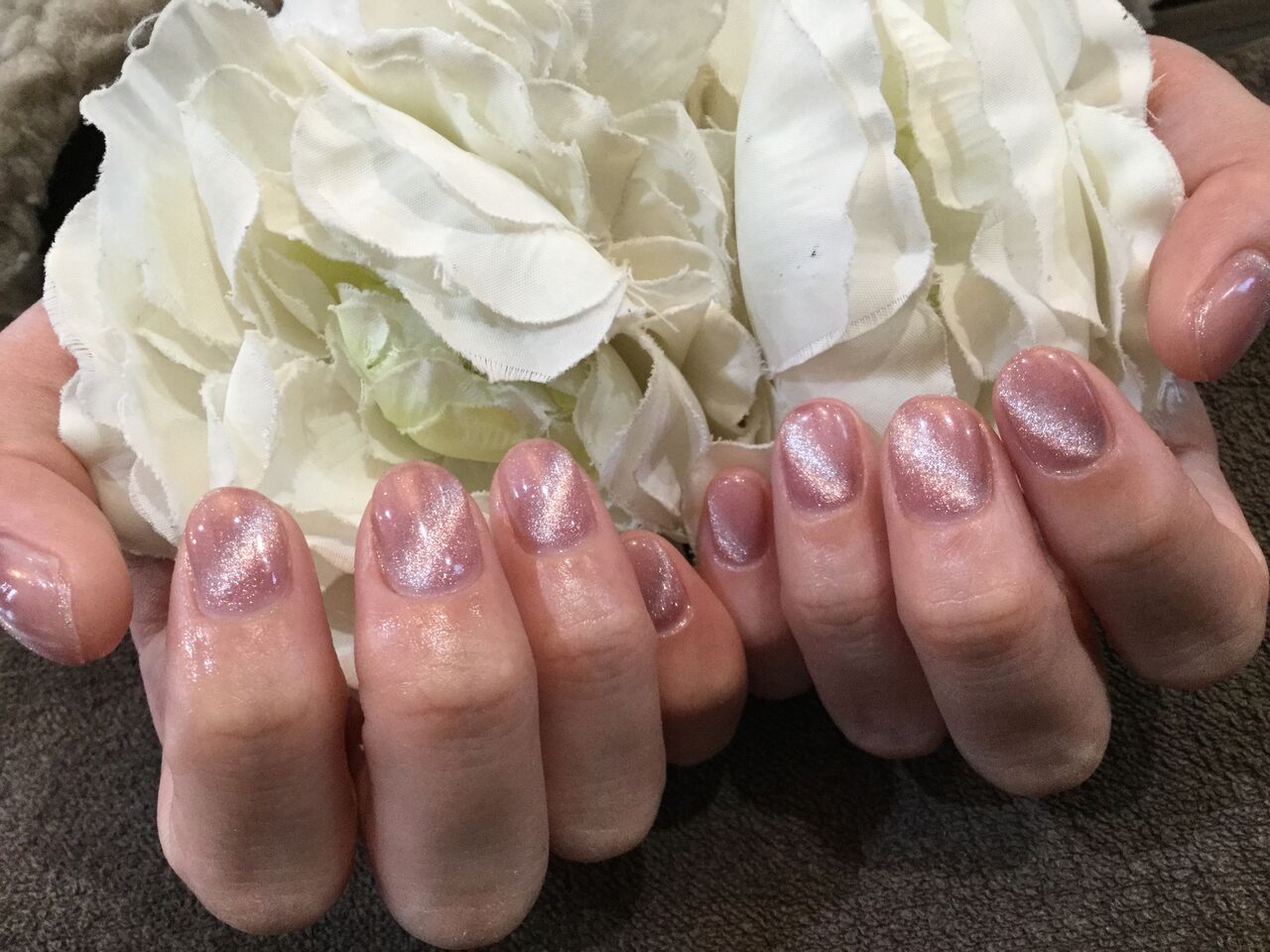 ピンクブラウンのギャラクシーネイル Nail Salon Freestyle ピンクブラウンのギャラクシーネイル Nail Salon Freestyle