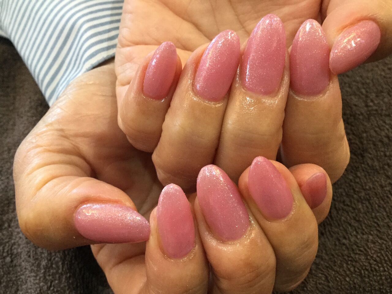 Mixピンクのキラキラ桜色ワンカラーネイル Nail Salon Freestyle