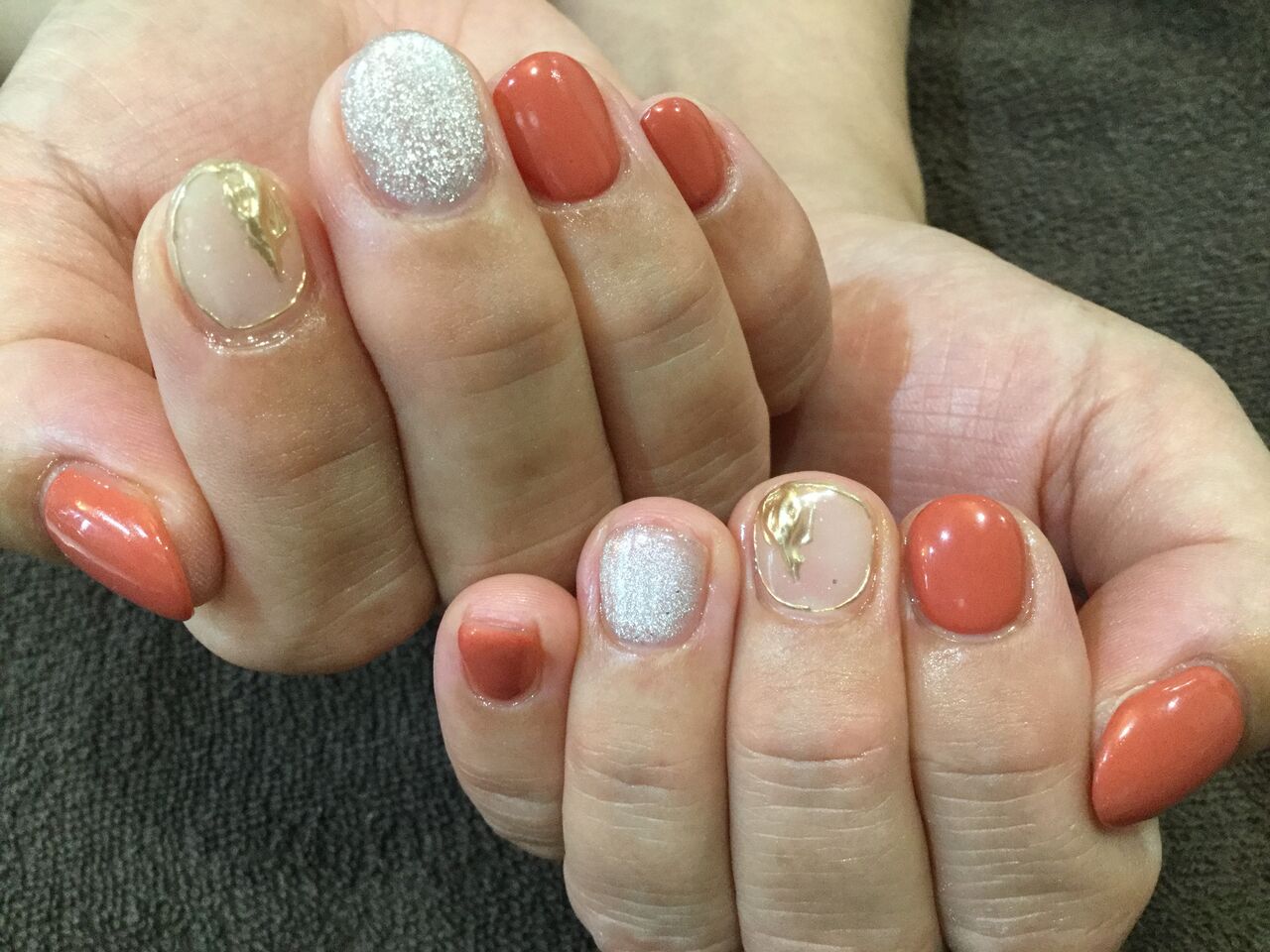 ミラーアートがポイント 彡テラコッタのデザインネイル Nail Salon Freestyle