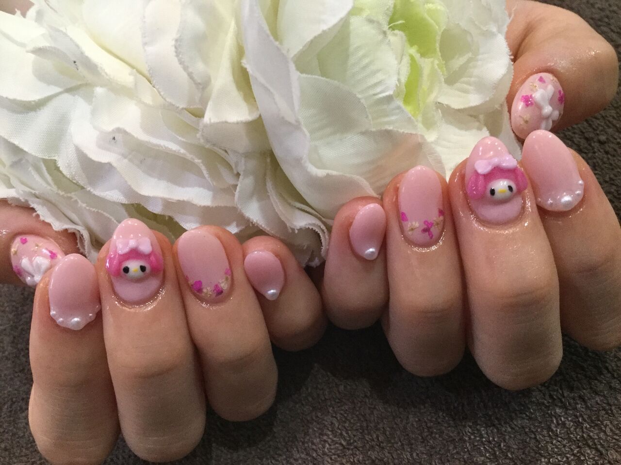 ３ｄのマイメロが可愛い ピンクデザインｎａｉｌ Nail Salon Freestyle