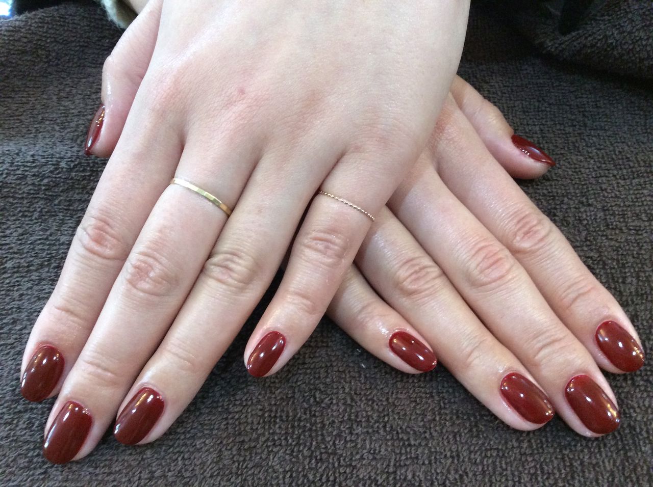 ボルドー単色塗がカッコイイ ジェルネイル Nail Salon Freestyle